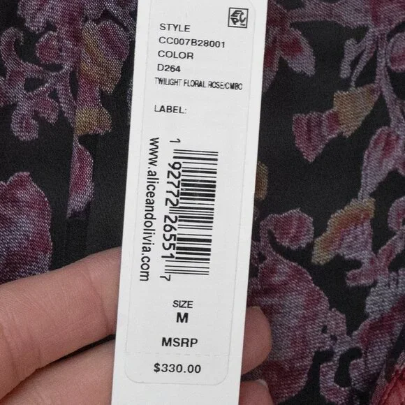 Alice and Olivia Desiree Sheer Top Silk Tapestry Vamp Romance Goth Dopamine - Picture 12 of 13